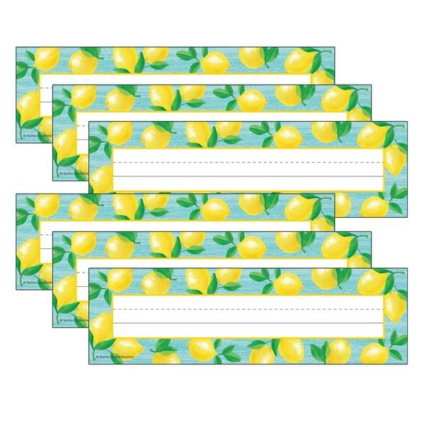 Lemon Zest Flat Name Plates, 11.5in x 3.5in, 36 Pieces, PK6, Teacher Created Resources, Mfr#: TCR8482